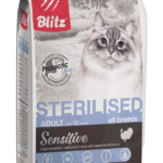 Миниатюра для Корм для кошек Blitz Sterilised при стерилизации и кастрации с индейкой 400 г