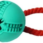 Миниатюра для Homepet Silver Series Игрушка Мяч с канатом и отверстием для лакомств для собак, бирюзовый, каучук,
