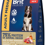 Миниатюра для Корм Brit Premium Medium для собак средних пород, с индейкой и телятиной 8 кг