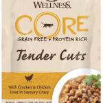 Миниатюра для Влажный корм Wellness Core Tender Cuts для кошек с курицей и куриной печенью в виде нарезки в соусе, пауч, 85 гр